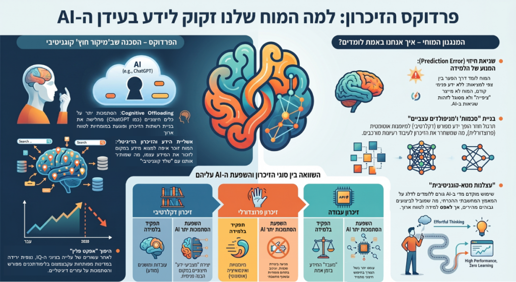 אינפוגרפיקה המסכמת את הכתבה: למה המוח שלנו זקוק לידה בעידן ה AI