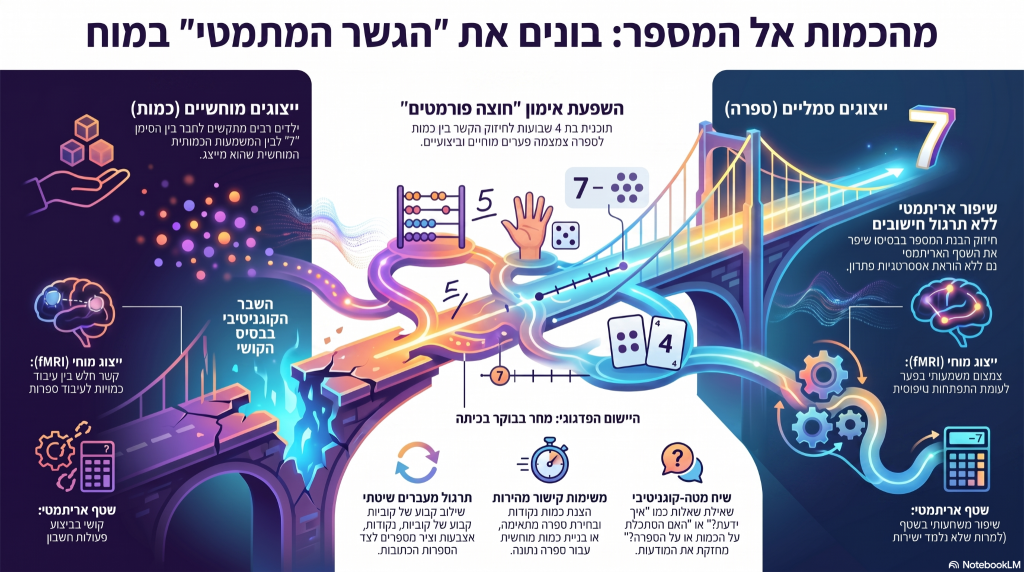 אינפוגרפיקה המסכמת את הכתבה ייצוג סמלים, השפעת אימון חוצה פורמאטים, ייצוגים מוחשיים