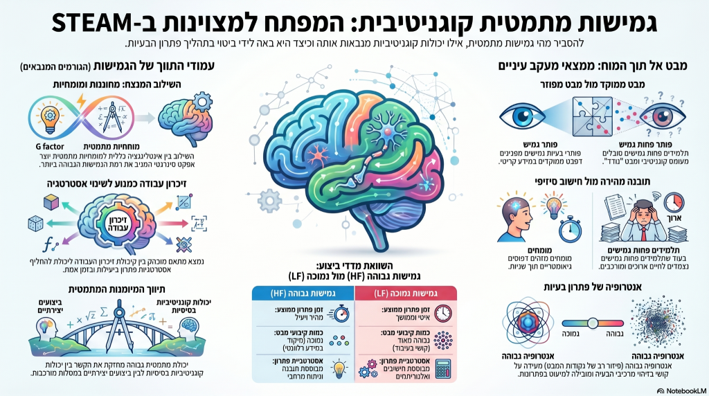 אינפוגרפיקה המסכמת את המאמר: גמישות מתמטית קוגניטיבית המפתח למצוינות ב STEAM